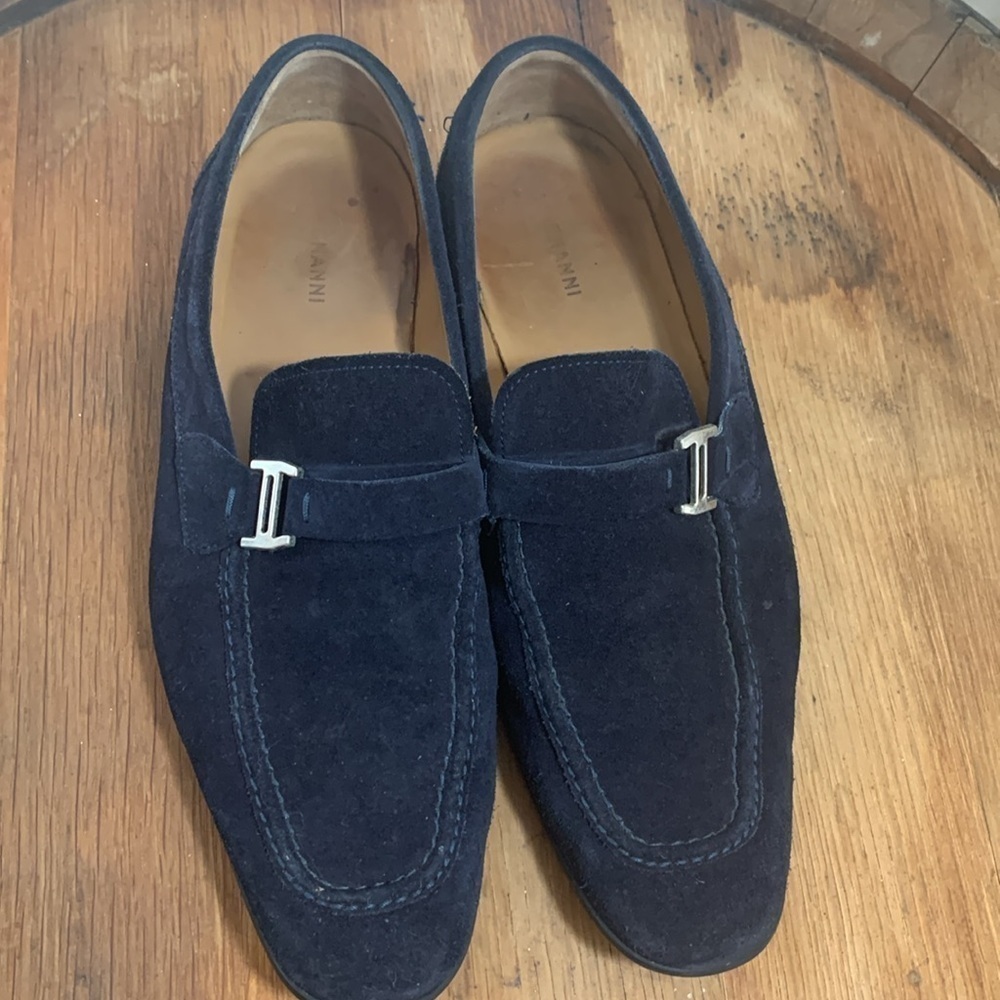 Magnanni | Blue Suede Slip On Loafers Shoes 9.5 M - Picture 9 of 16